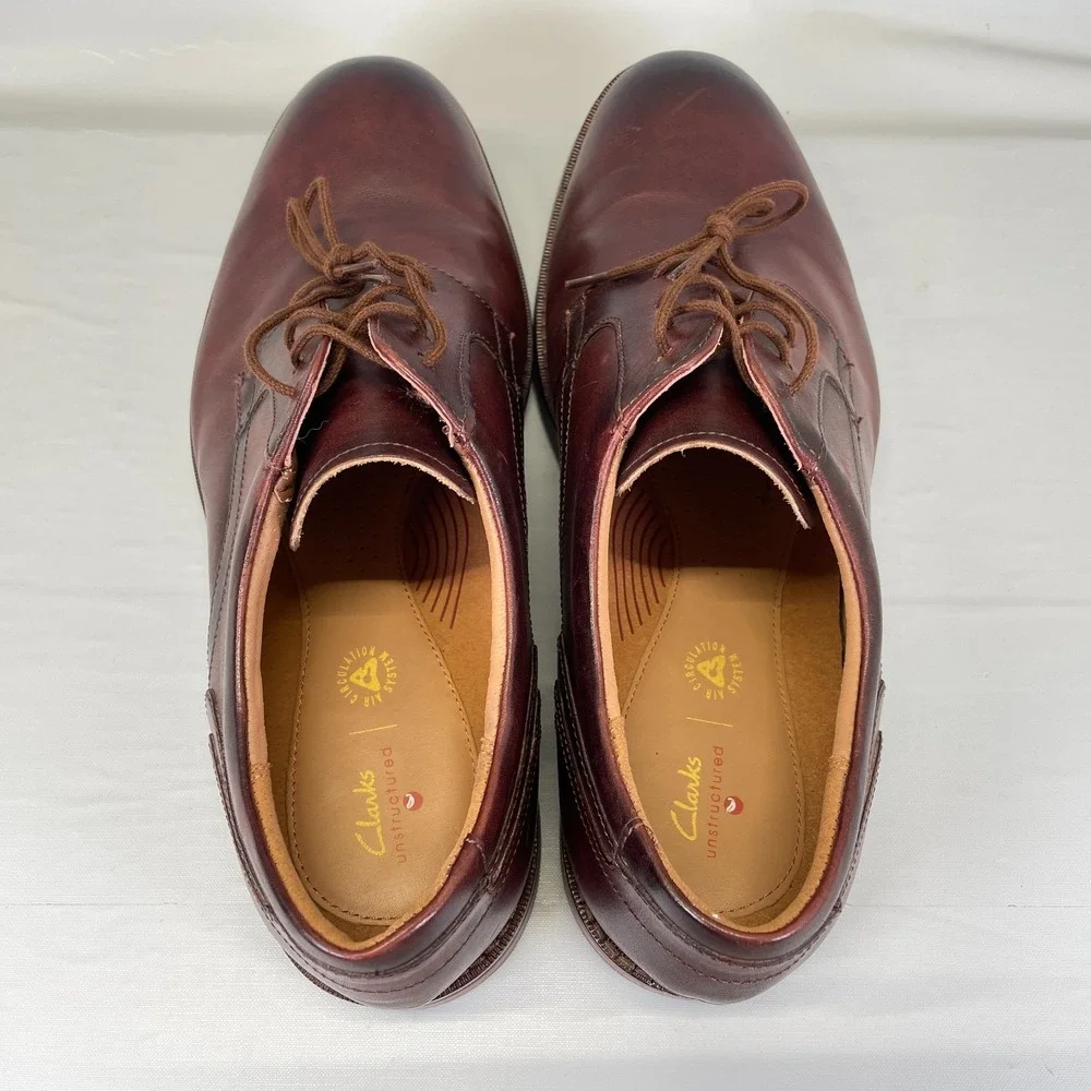 Clarks Un Hugh Lace Dress Shoes Mens Size 13 M Brown Leather Lace Up Derby